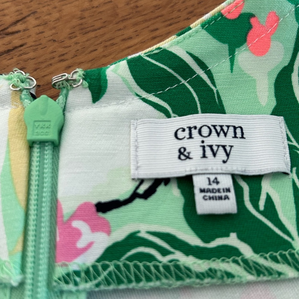 Crown and Ivy Bunny Easter Dress Green White Size 14 - Picture 10 of 11
